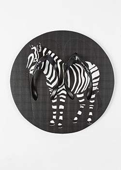 Men's Black 'Zebra' Print 'Disc' Flip Flops