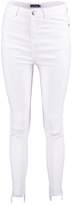 Thumbnail for your product : boohoo High Rise Slit Knee Step Hem Skinny Jeans