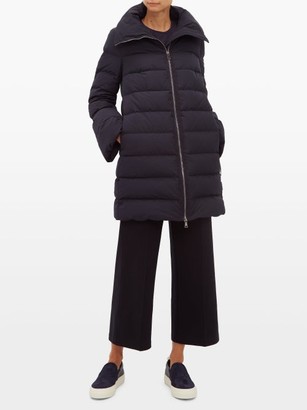 Moncler Belia Fluted-sleeve Quilted-down Coat - Navy