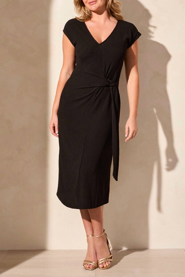 Front Tie Dress In Black