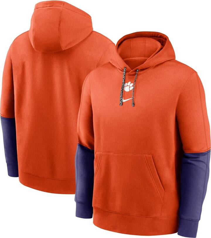 Nike Men's Orange/Purple Clemson Tigers 2024 Sideline Club Pullover Hoodie - Orange, Purple