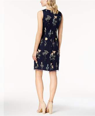 Jessica Howard Floral Embroidered Mesh Shift Dress