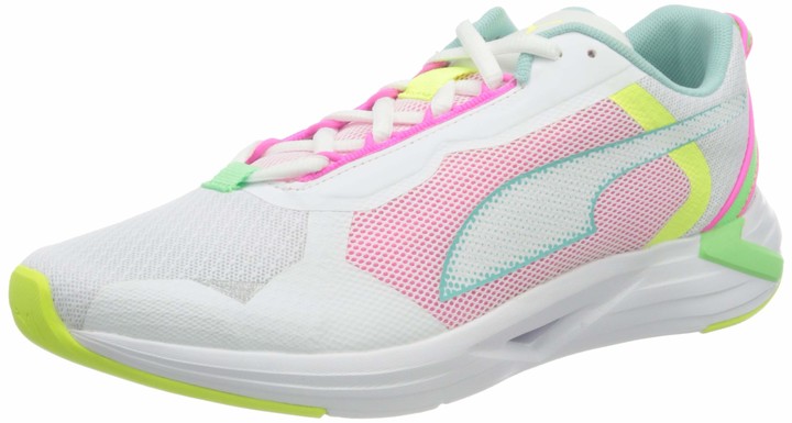 puma pink and green shoes