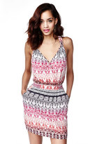 Thumbnail for your product : Neiman Marcus Cusp by Sleeveless Tapestry-Print Knotted Dress, Pink
