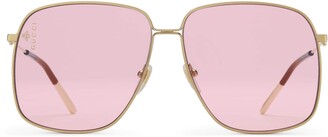 Gucci Rectangular-frame metal sunglasses