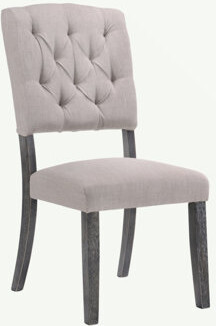 Red Barrel Studio Bernard Beige Linen & Weathered Oak Finish Side Chair (Set Of 2)
