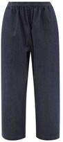 Thumbnail for your product : eskandar Elasticated-waist Cropped Wide-leg Jeans - Denim