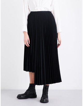 Y's Ys Pleated asymmetric wool-blend skirt