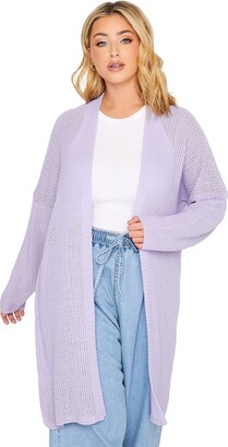 Yours Curve Lilac Knitted Long Sleeve Cardigan - Women's - Plus Size Curve  - ShopStyle