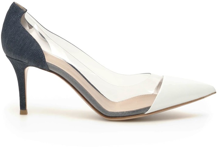 Details about   NEW Gianvito rossi denim and patent plexi 70 pumps G28560 70RIC VXE White Trasp 