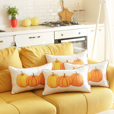 Mike&Co. New York Fall Throw Pillow Cover Pumpkins 12" x 20" Lumbar (Set of 4)