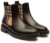 Thumbnail for your product : Burberry Leather Ankle Boots with Check Printed Fabric