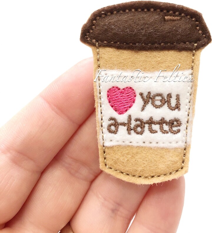 Etsy Coffee Feltie | Latte Felties Love You Felt Applique Embroidered Uncut | Set Of 4