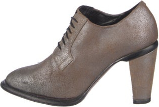 Rocco P. Leather Pumps Brown & Silver Round-Toes Platform Unfortunately, due to restrictions, this item may not be eligible for shipping in all areas.