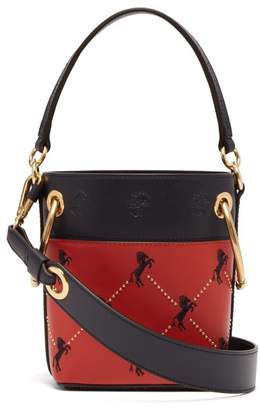 Chloé Roy Little Horse Embroidered Leather Bucket Bag - Womens - Red Multi