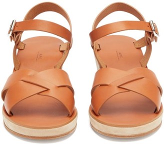 A.P.C. Judith Leather And Suede Wedge Sandals - Tan
