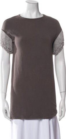 Douuod Bateau Neckline Mini Dress Douuod Shift Dress Brown & Grey Short Sleeve with Bateau Neckline