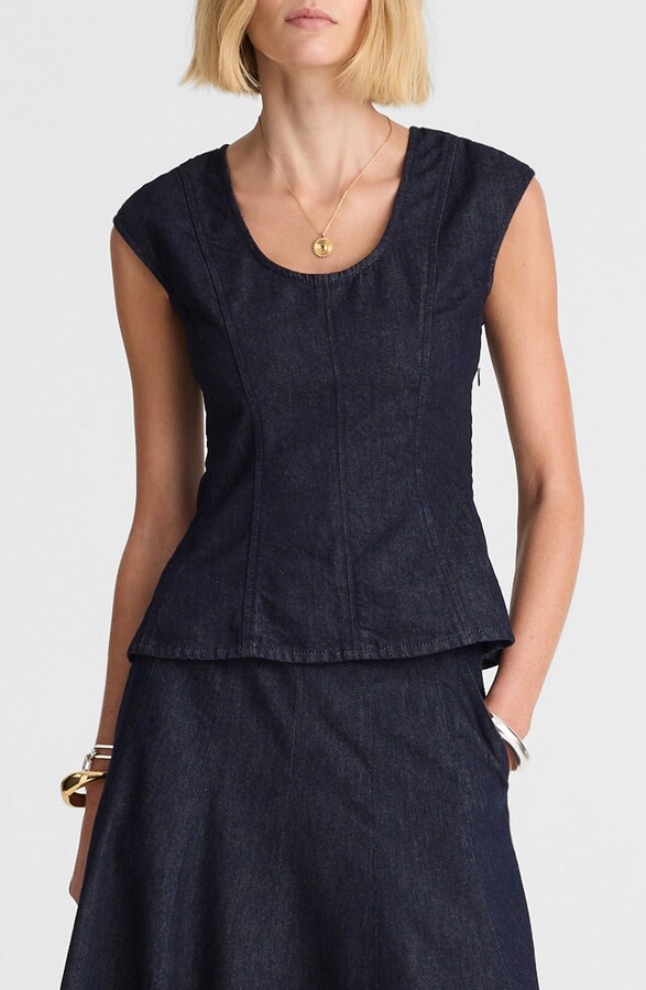 Madewell Seamed Scoop Neck Denim Top