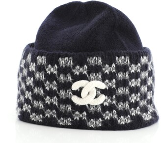 Chanel CC Beanie Checkered Knit Wool XS - ShopStyle Hats
