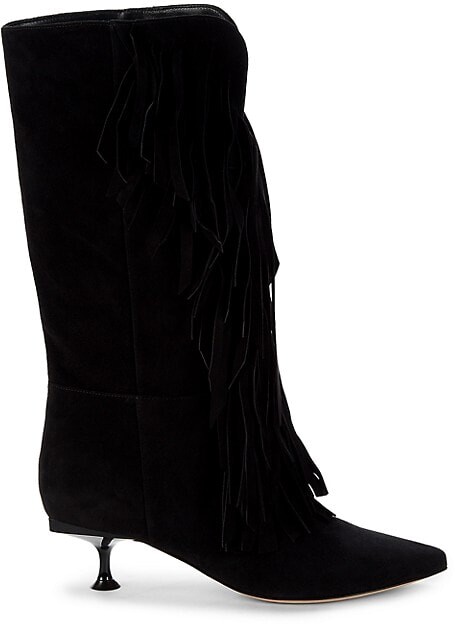KemeKiss Women Comfort Mid Hidden Heel Fringe Boots 