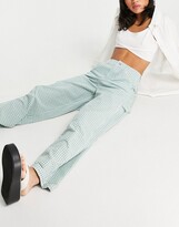 Thumbnail for your product : ASOS Petite DESIGN Petite slouchy chino pants in green check