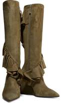 Thumbnail for your product : J.W.Anderson Ruffled Suede Wedge Knee Boots