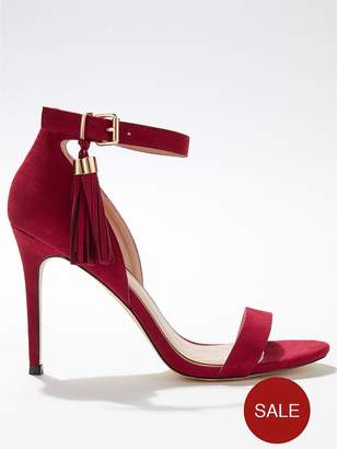 Miss Selfridge Tassel Stiletto 2 Strap Heeled Shoes - Red