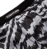Thumbnail for your product : Tom Ford Velvet-Trimmed Zebra-Print Stretch-Silk Satin Boxer Shorts