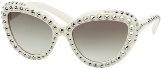 Prada Cat-Eye Studded Sunglasses, Black