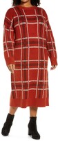 Thumbnail for your product : Treasure & Bond Plaid Cotton Blend Midi Sweater Dress