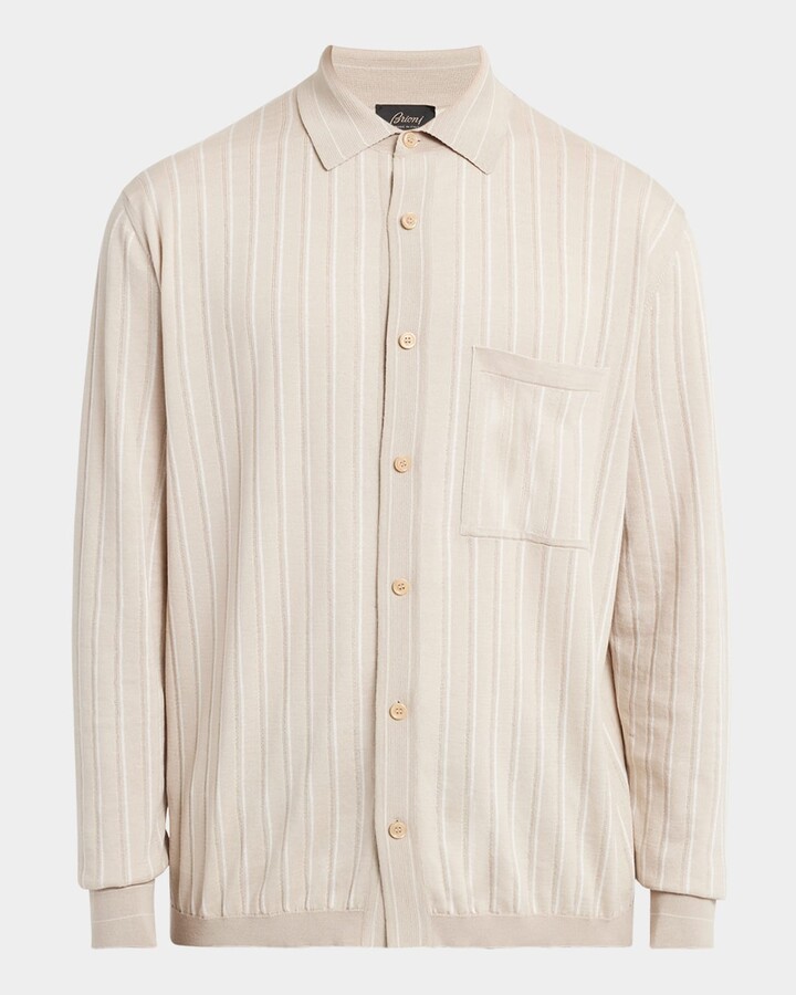 Brioni Men's Long Sleeve Striped Shirt