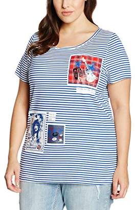 Sheego Women's 116806 Regular Fit Crew Neck Short Sleeve T-Shirts - Multicolour