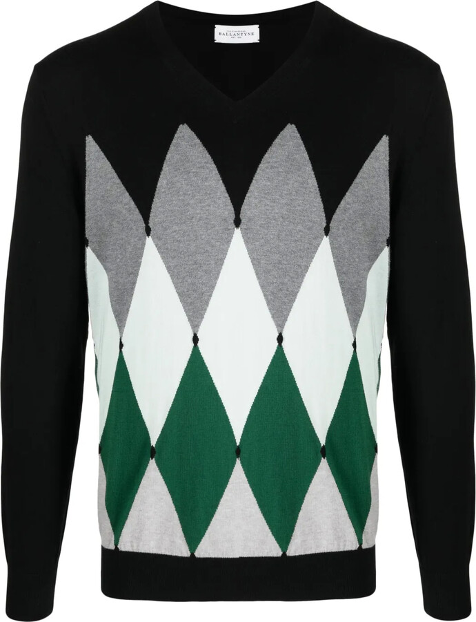 Ballantyne argyle-knit V-neck jumper