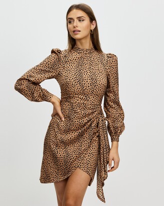 Atmos & Here Atmos&Here - Women's Brown Mini Dresses - Izabelle Ruched Mini Dress - Size 6 at The Iconic