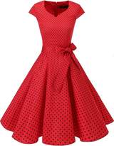 Thumbnail for your product : Dresstells® Women Retro 1950s Polka Dots Cocktail Rockabilly Vintage Cap-Sleeves Swing Dress XL