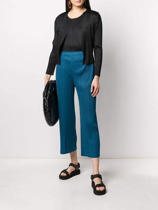 Pleats Please Issey Miyake Micro-Pleated Cropped Cardigan