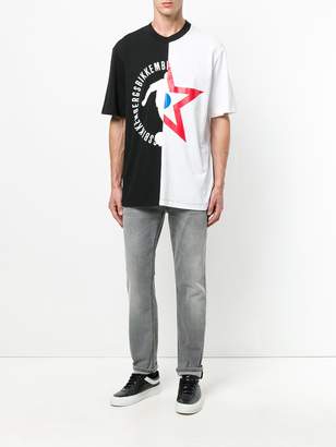 Dirk Bikkembergs asymmetric print T-shirt
