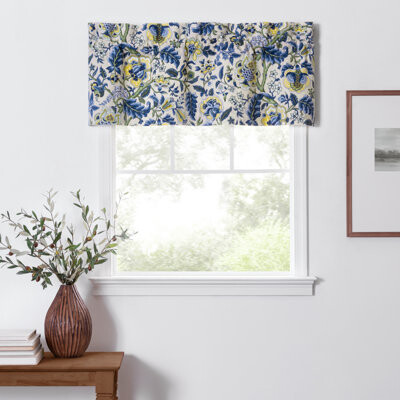 Ellis Curtain Regency Floral Cotton Tailored 50'' W Window Valance
