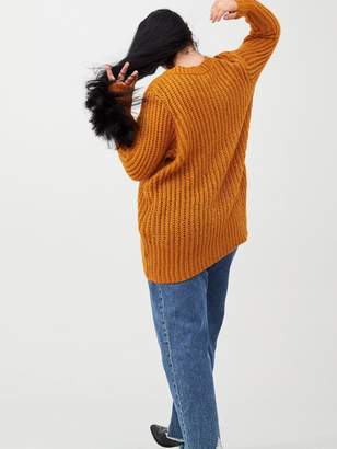 Junarose CurveOviya Long Sleeve Knit Pullover - Gold