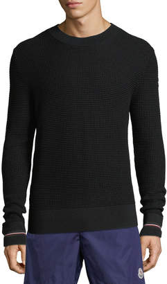 Moncler Men's Waffle-Knit Crewneck Pullover Sweater