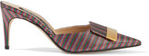 Thumbnail for your product : Sergio Rossi Embellished Metallic Jacquard Mules