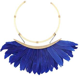 Katerina Psoma Women's Blue Feather Necklace of Length 45cm