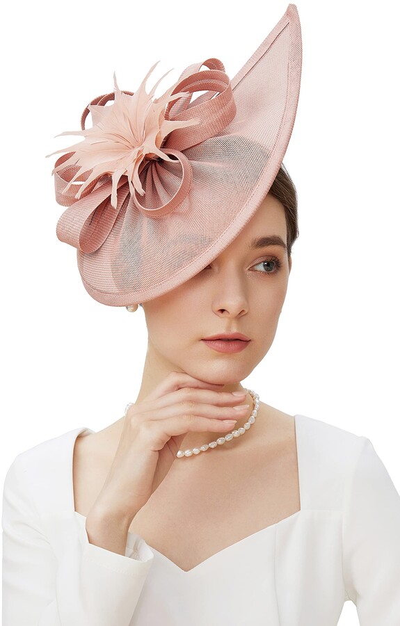 BABEYOND Coucoland Fascinator Hat Feather Sinamay Pillbox Fascinator