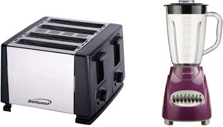 Brentwood Appliances 50-Ounce 12-Speed + Pulse Electric Blender With Plastic Jar With 4-Slice Toaster