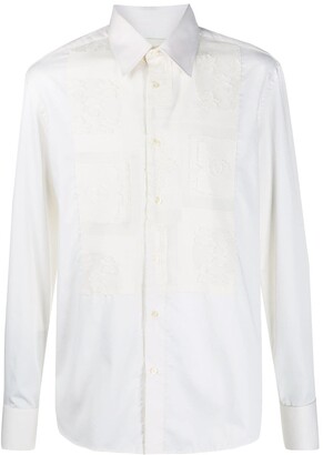 mens white textured shirt