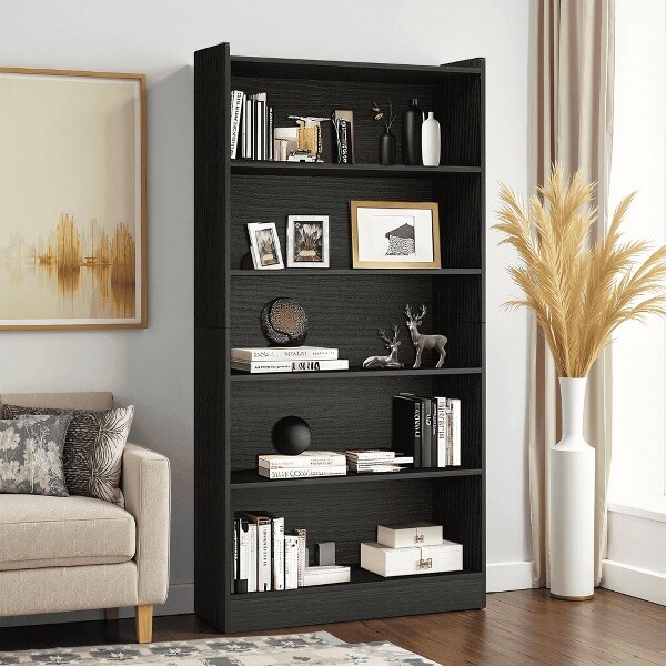 MAYEERTY6-TierOpenShelfTallBookcase22LbsPerShelfAnti-FallTopSidePanels