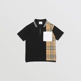 Thumbnail for your product : Burberry Childrens Vintage Check Panel Cotton Zip-front Polo Shirt