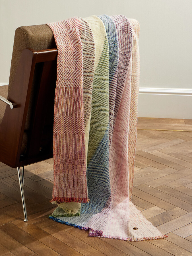 God's True Cashmere Rainbow Fringed Embellished Cashmere Blanket