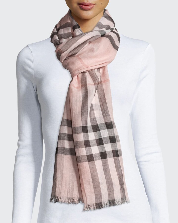 Burberry Gauze Giant Check Scarf, Rose - ShopStyle Scarves & Wraps