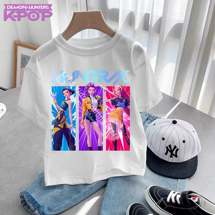 Children & apos;s Clothing KPop Demon Hunters Fashion Casual Tops O-Neck Short Sleeve Girls Boys K-Pop Demon Hunters Fans Gift T-shirt